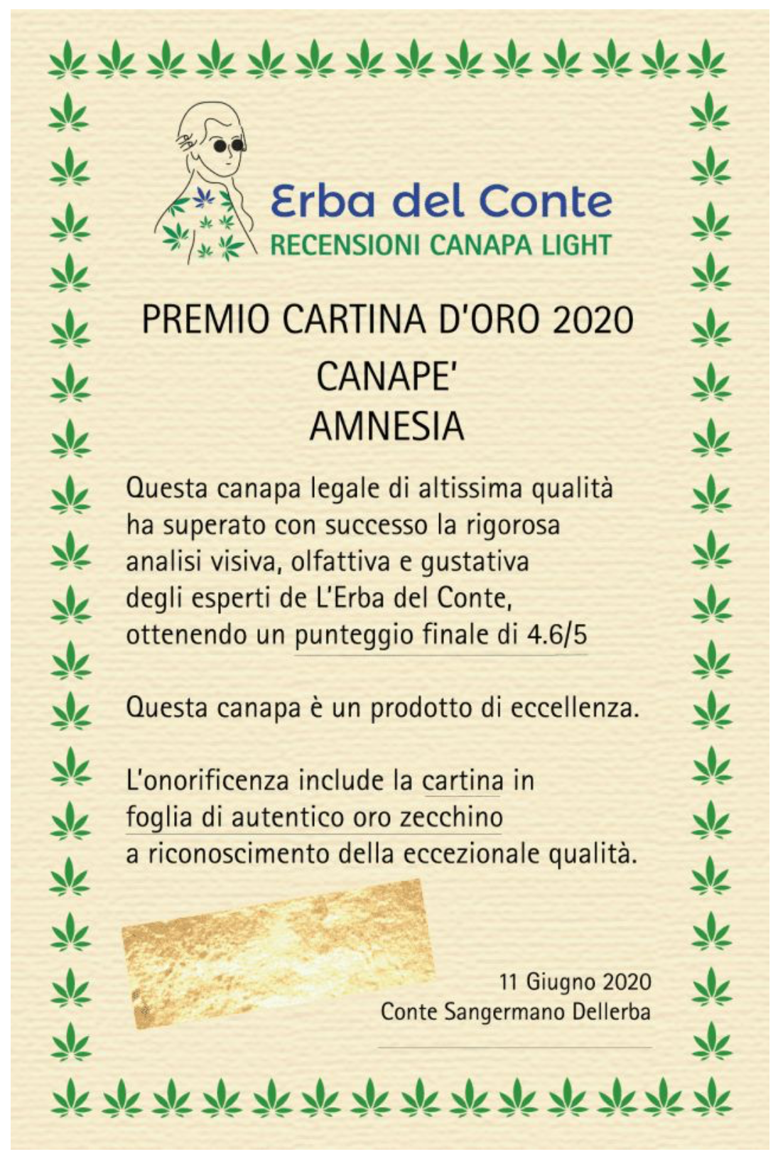 il certificato - cartina d'oro